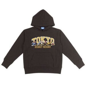 Vintage Tokyo Disney Resort Mickey and Friends Brown Hoodie Sweatshirt Japan MED